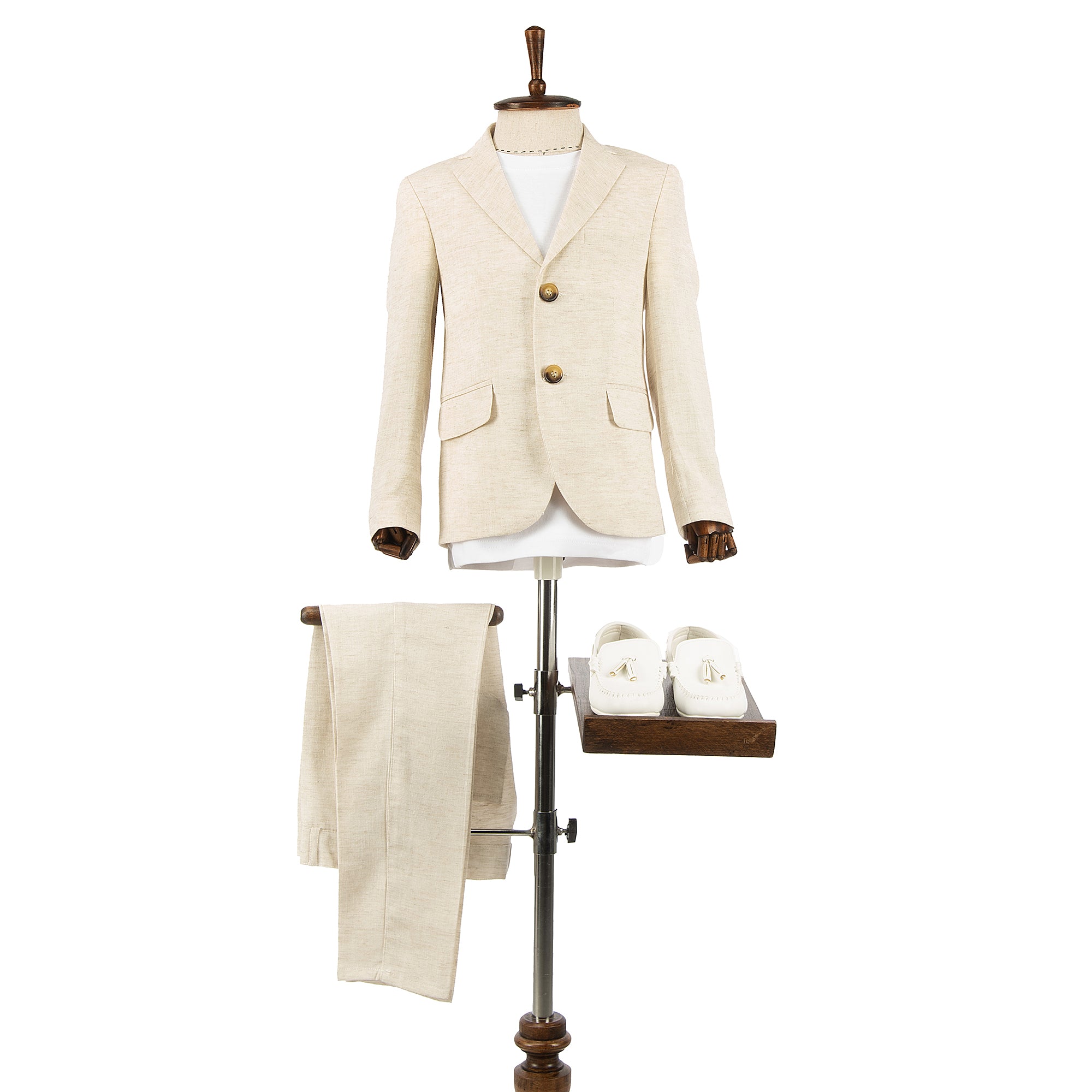 Bej Renkli Keten Çocuk Takım Elbise – Aslı Türkoğlu Kids Atelier