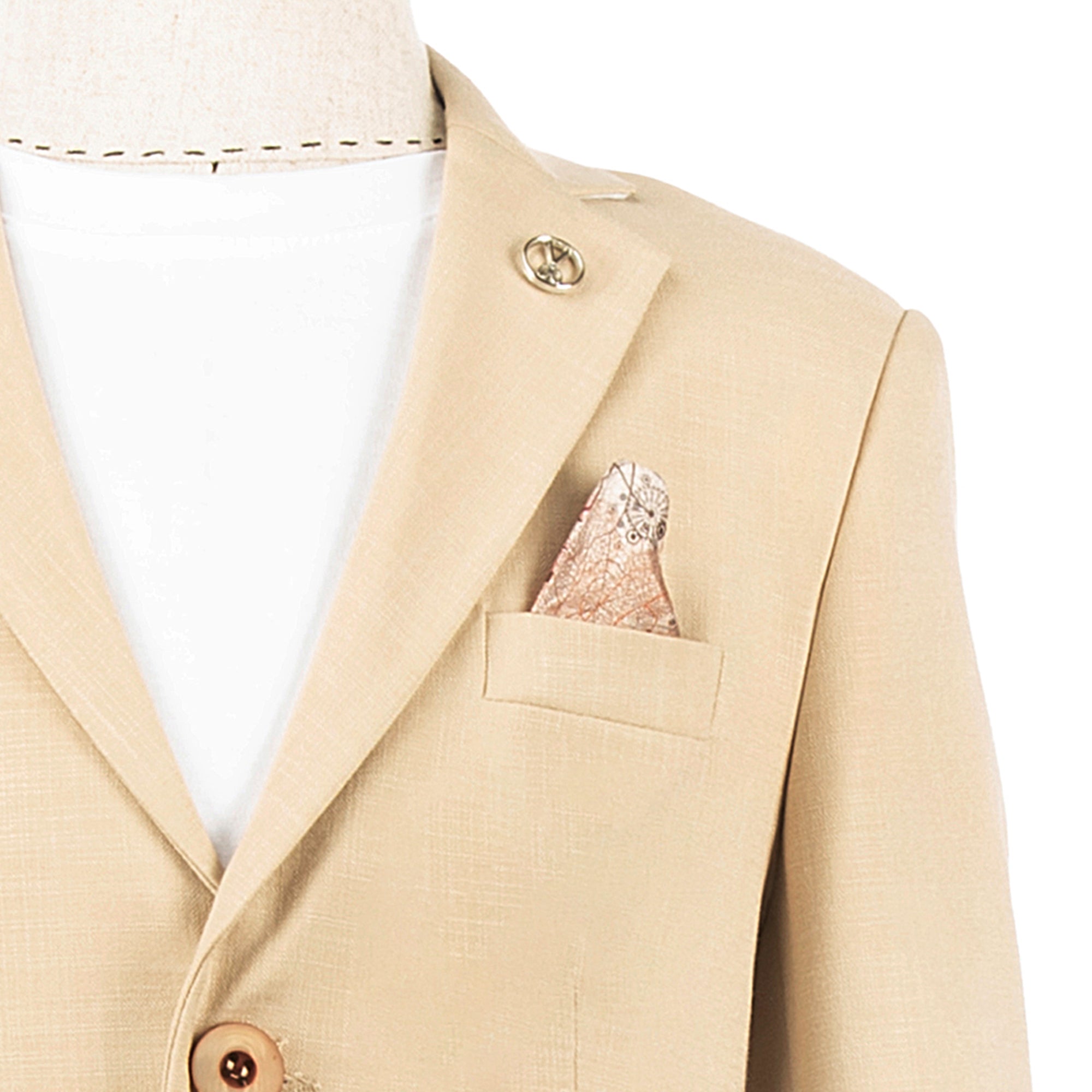 Bej Rengi Erkek Çocuk Takım Elbise 1-14 Yaş Keten Yazlık Şık Set