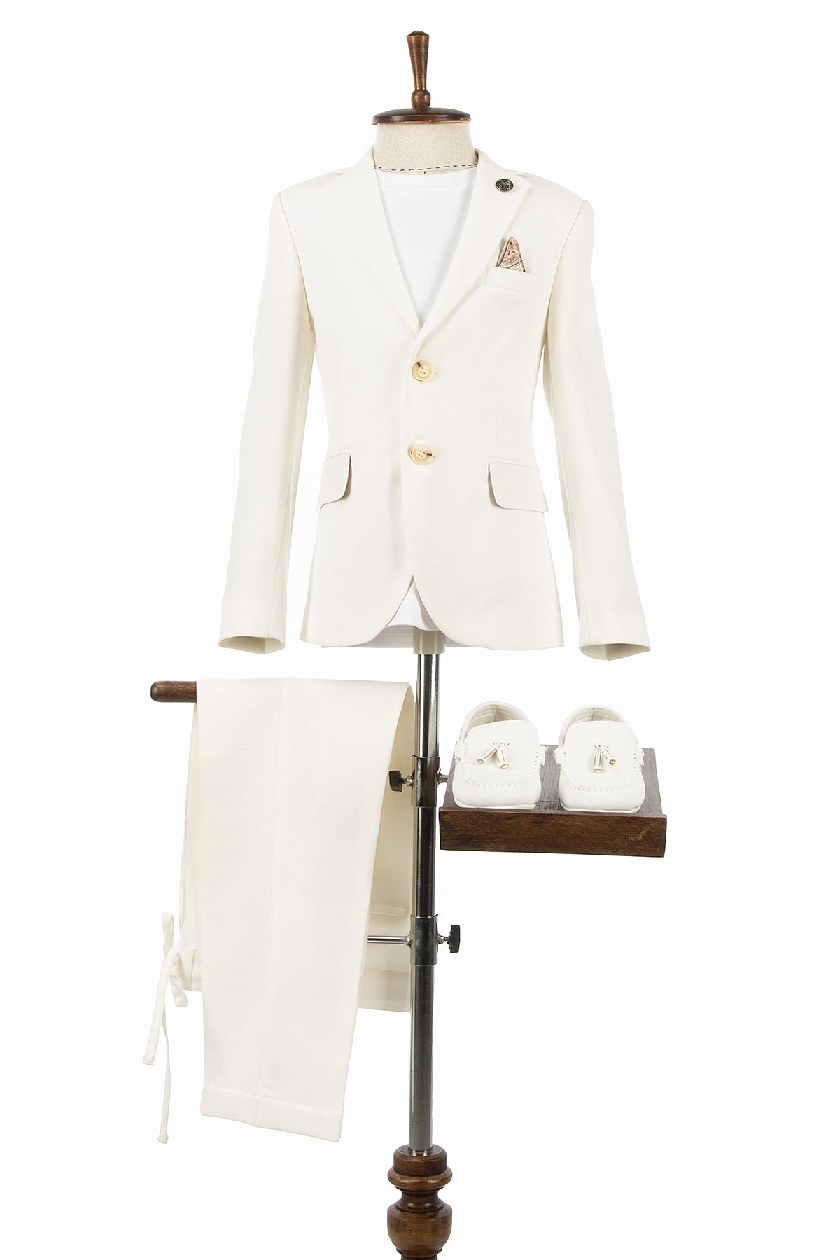 Ekru Keten Çocuk Takım Elbise | 1-14 Yaş Erkek Yazlık Şık Set