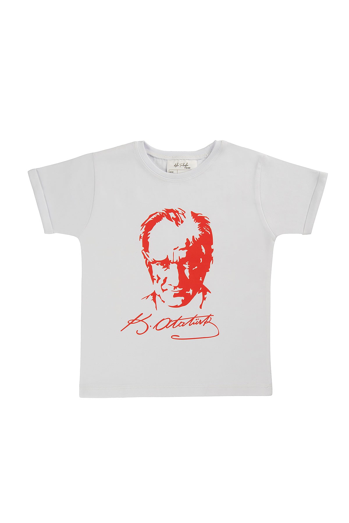 Atatürk Baskılı Beyaz Çocuk Tişört | %100 Pamuk 3-10 Yaş